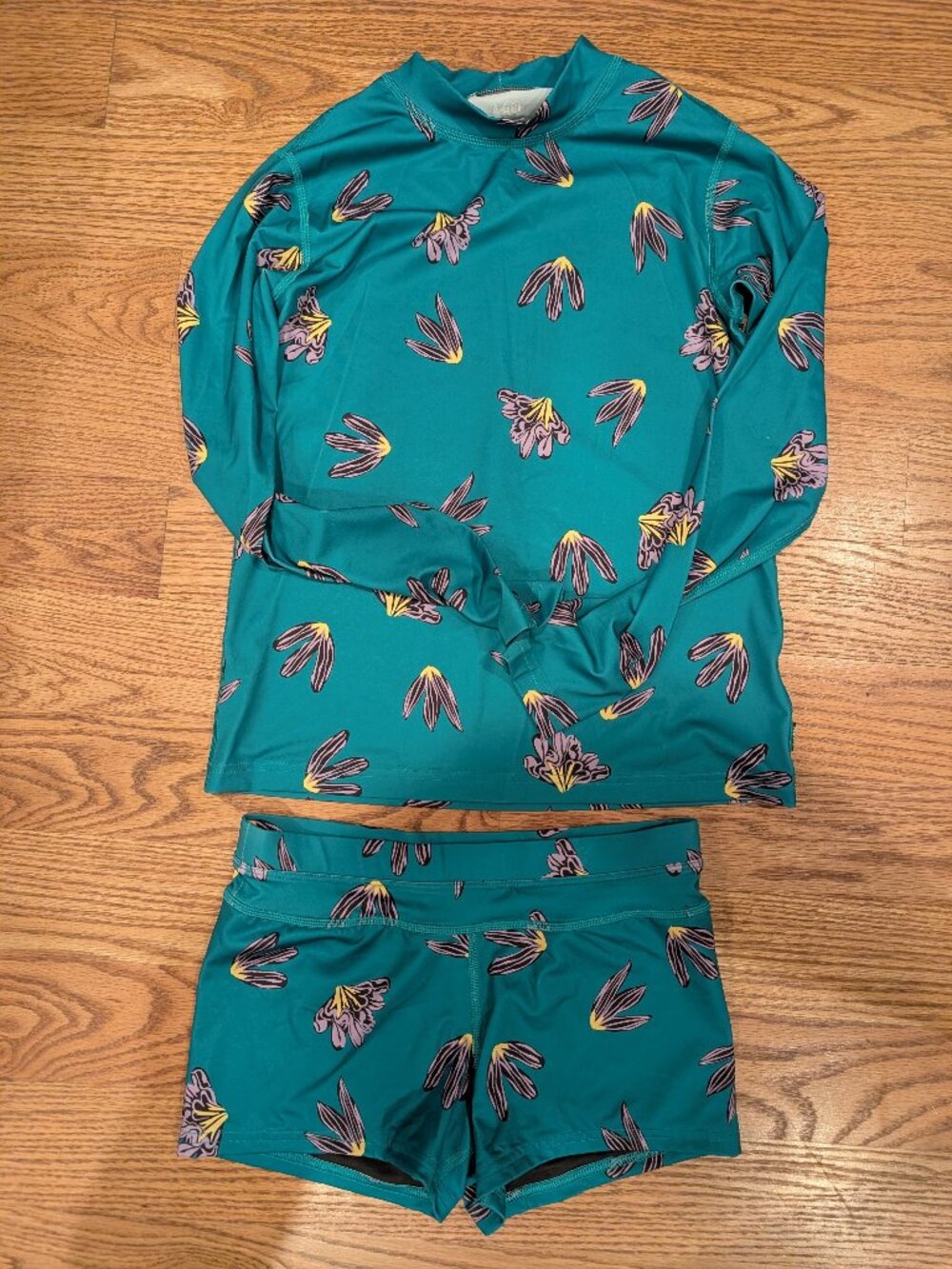 REI girls rashguard & swim shorts